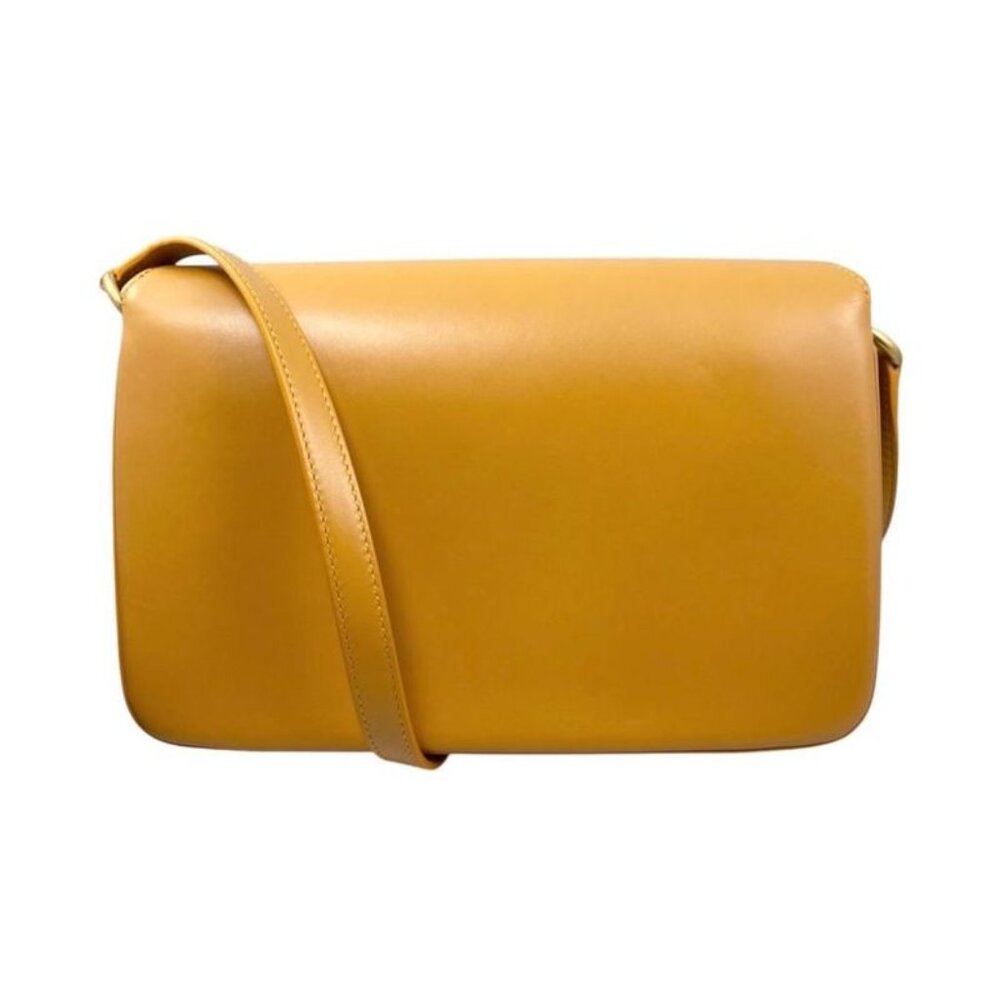 Saint Laurent Shoulder Bag Mayon Satchel Leather Orange Gold Hardware - Picture 2 of 14